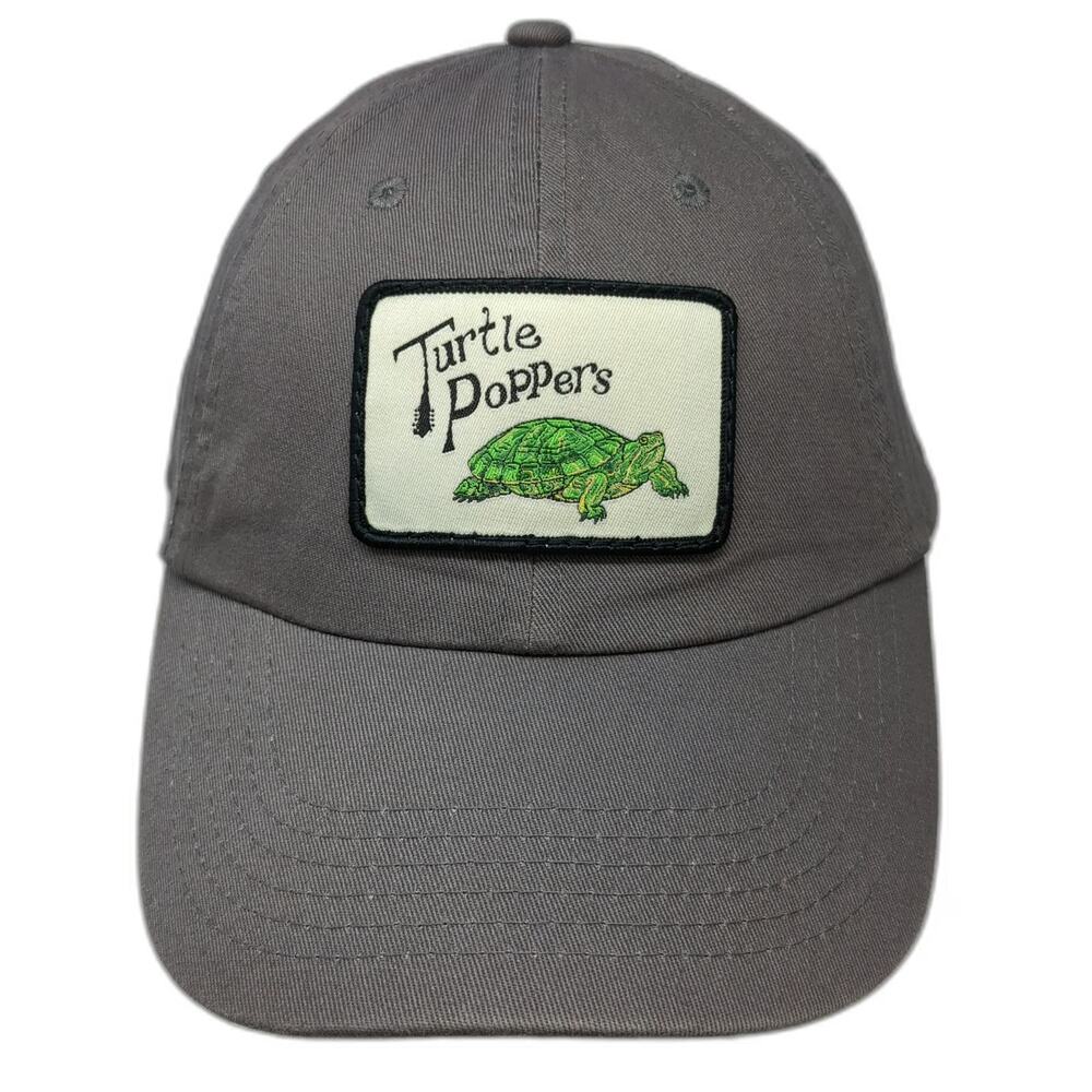 Baseball Cap Gray One Size Turtle Poppers Graphic Patch Adjustable Hat